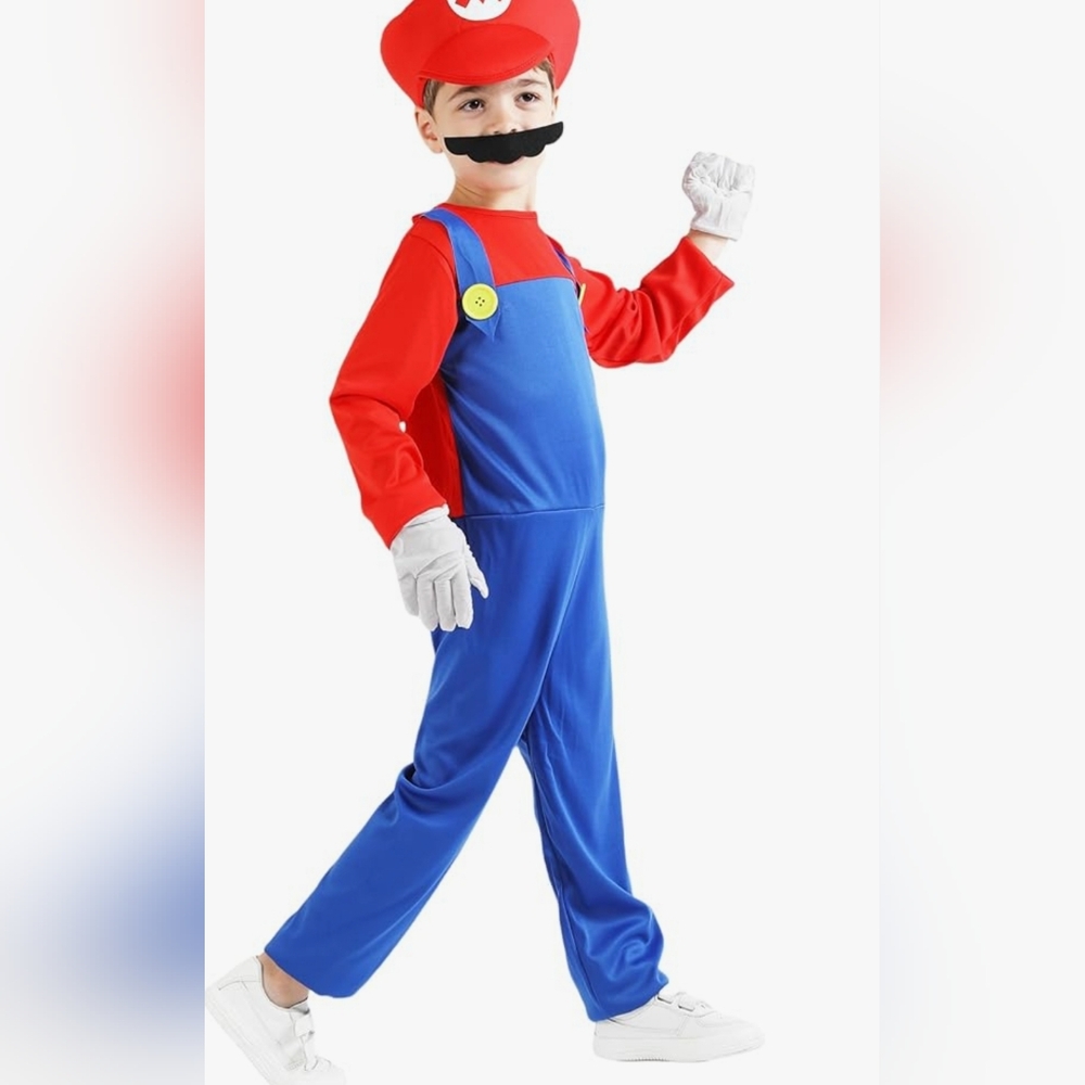 Mario Super Brothers Kids Red and Blue Costume NWT